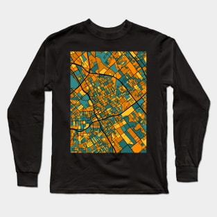 San Jose Map Pattern in Orange & Teal Long Sleeve T-Shirt